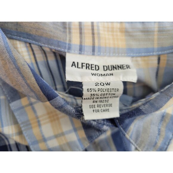 Alfred Dunner Women Top 20W Plus Long Sleeve Blue Plaid Casual PLA57XE - Picture 7 of 7